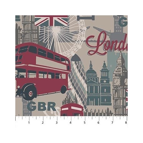 tissu patchwork imprimé Londres et ses monuments
