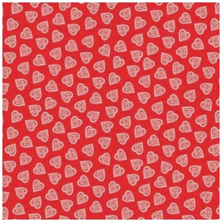 tissu patchwork rouge avec des coeurs, collection Scandi