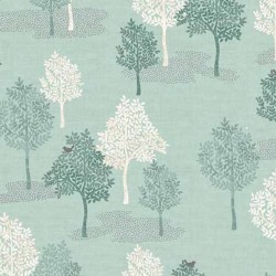 tissu patchwork vert clair imprimé d'arbres collection "Woodland"