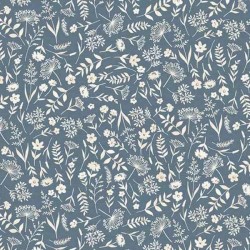 tissu patchwork fleuri fond bleu collection "Woodland"