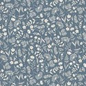 tissu patchwork fleuri fond bleu collection "Woodland"