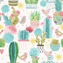 tissu patchwork avec des oiseau et des cactus