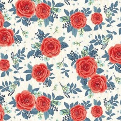 tissu patchwork à fleurs rouge 3035