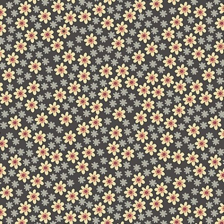 tissu patchwork foncé avec de petites fleurs