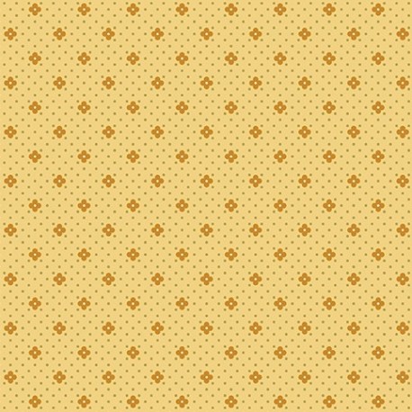 tissu patchwork jaune avec petites fleurs orange