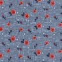 tissu patchwork à fleurs bleu et rouge 3025