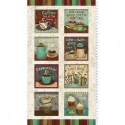 tissu patchwork, collection Coffee Shop, panneau