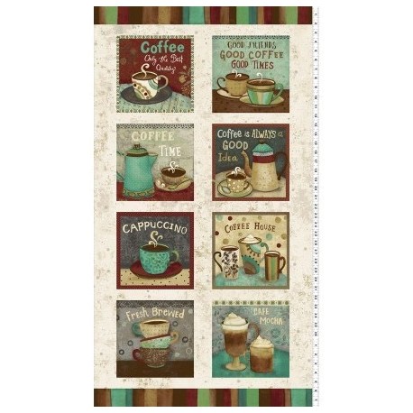 tissu patchwork, collection Coffee Shop, panneau