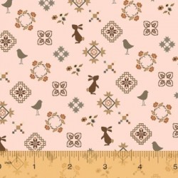 tissu patchwork avec lapins et oiseaux Collection french armoire de l'Atelier Perdu 51556-2