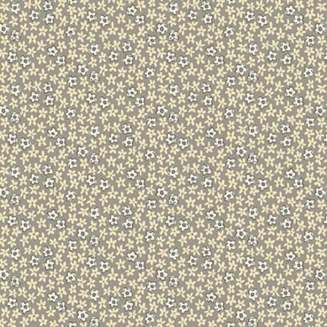 tissu patchwork fleuri gris et vanille Collection "Tealicious" Anni Downs fleuri gris