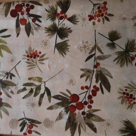 tissu patchwork fleuri collection holidays banches de houx