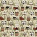 tissu patchwork de Noël imprimé maison américaines fond beige