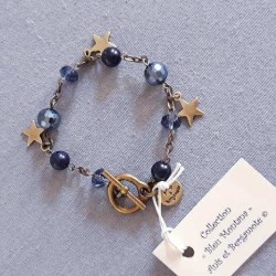 bracelet bleu montana étoiles, vieil or