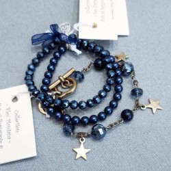 ensemble de 3 bracelets bleu montana foncé
