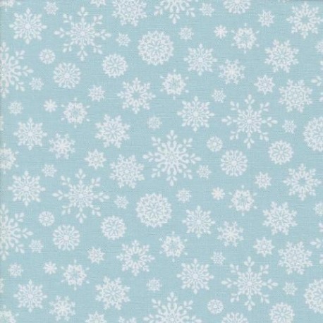 tissu patchwork d'hiver, flocons de neige sur fond bleu gris