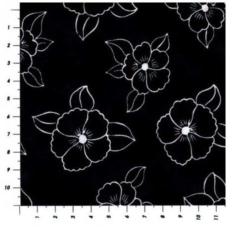 tissu patchwork noir à fleurs