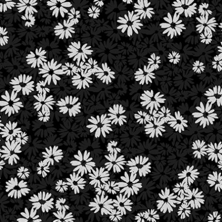 tissu patchwork fleuri noir