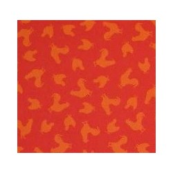 tissu patchwork rouge imprimé poules