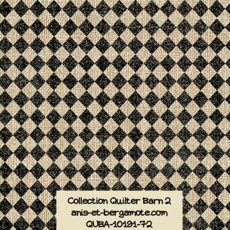 tissu patchwork-collection quilter barn 10191-72 carreaux noir et beige