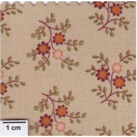 tissu patchwork marron glacé, petites fleurs 482