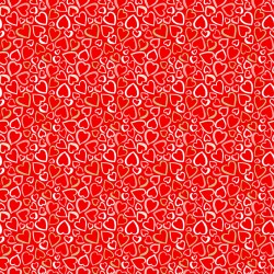 tissu patchwork rouge avec des cœurs