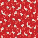 tissu patchwork japonais rouge avec des grues