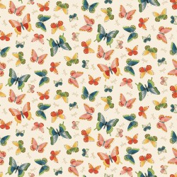 tissu patchwork esprit japonais sur fond clair avec des papillons