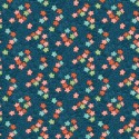 tissu patchwork esprit japonais sur fond bleu foncé avec des petites fleurs