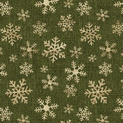 tissu patchwork de Noël cristaux de givre sur un fond vert