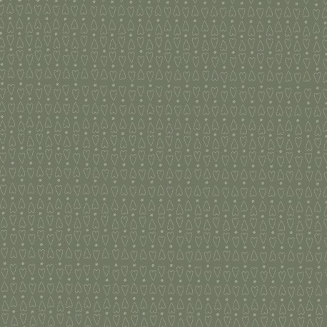 tissu patchwork collection Corner of the woods de Lynette Anderson cœurs sur fond vert