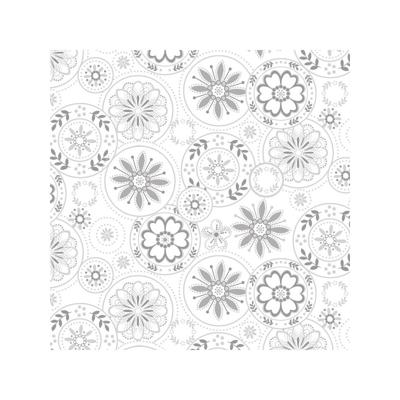 tissu patchwork blanc et gris avec des arabesques