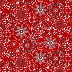 tissu patchwork rouge avec arabesques