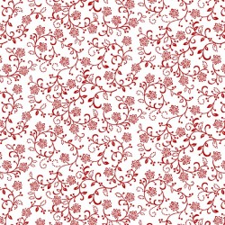 tissu patchwork fleuri rouge sur fond blanc