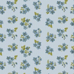 tissu avec des fleurs bleu sur fond bleu, benartex fabrics