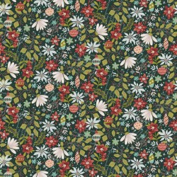 tissu patchwork fleuri poinsettia sur fond vert Janet Rae Nesbitt