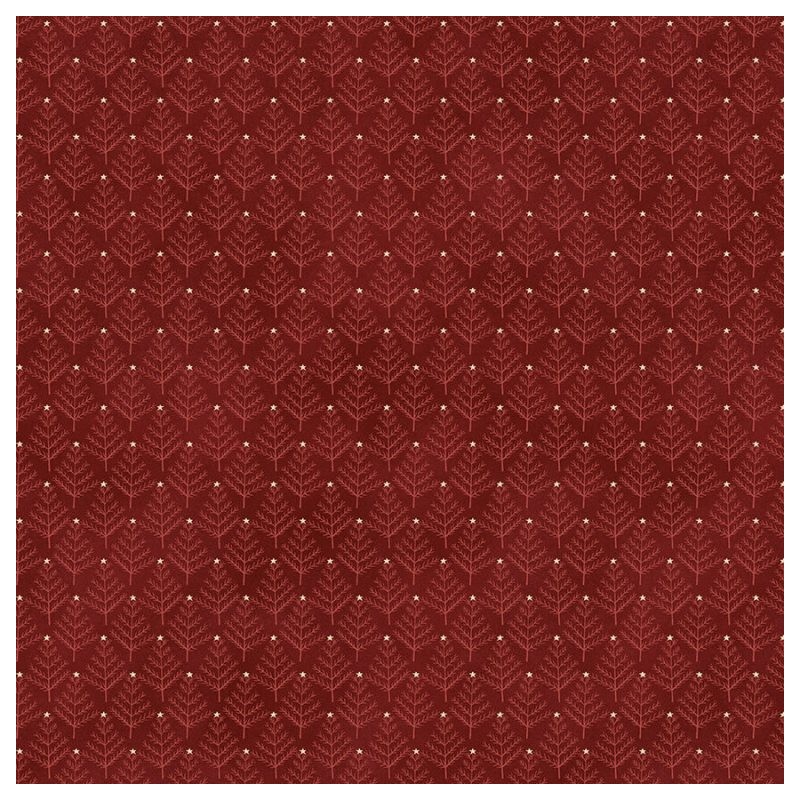 tissu patchwork avec des sapins de noël rouge Janet Rae Nesbitt