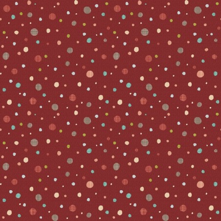 tissu patchwork avec des pois sur fond rouge Janet Rae Nesbitt