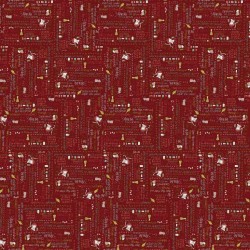 tissu patchwork imprimé de petits motifs de Noël rouge Janet Rae Nesbitt