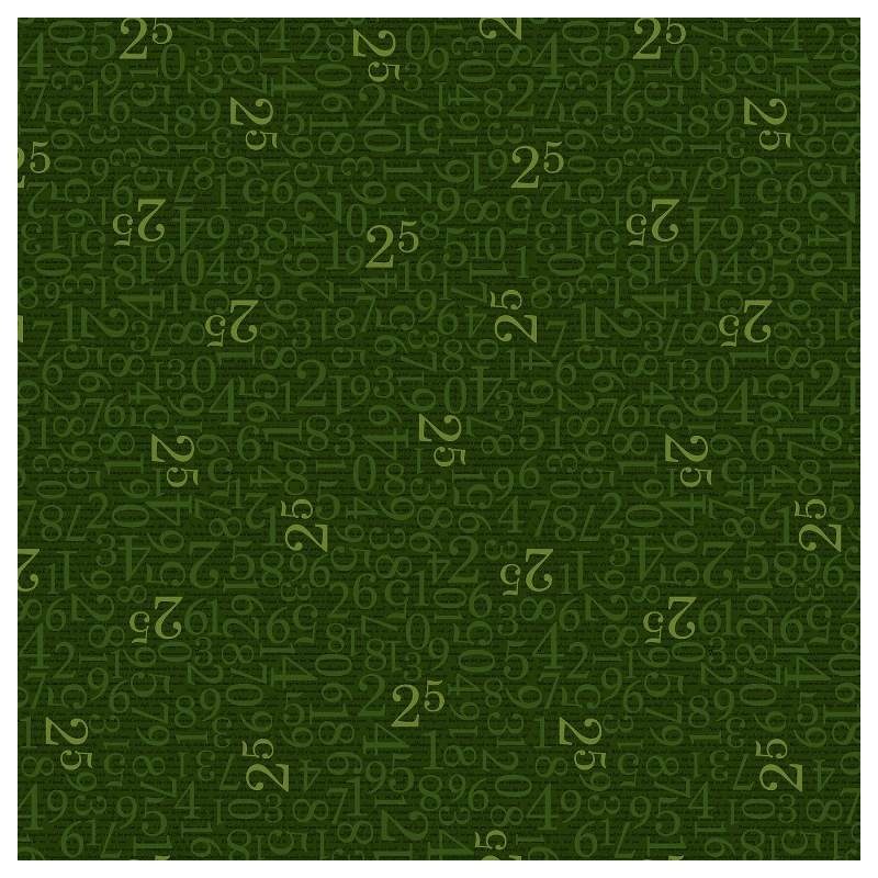 tissu patchwork imprimé de chiffre sur fond vert Janet Rae Nesbitt