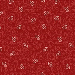 tissu patchwork imprimé de chiffre sur fond rouge Janet Rae Nesbitt