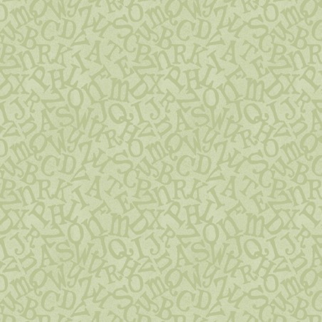 tissu patchwork vert imprimé alphabet ton sur ton benartex