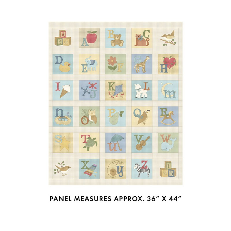 tissu patchwork en panneaux d'étiquettes alphabet benartex