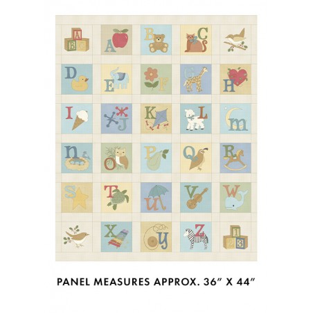 tissu patchwork en panneaux d'étiquettes alphabet benartex