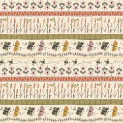 tissu patchwork botanicals de lynette Anderson imprimé papillon crème