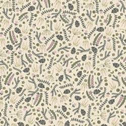 tissu patchwork botanicals de lynette Anderson imprimé grappes de fleurs fond crème