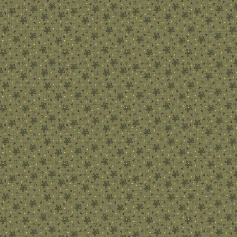 tissu patchwork botanicals de lynette Anderson imprimé petites fleurs vert