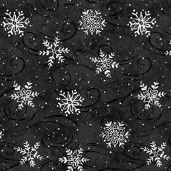 tissu patchwork imprimé de cristaux de givre blanc sur fond noir