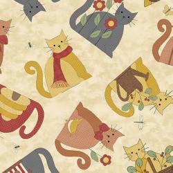 tissu patchwork collection wooly cats de benartex avec des chats 16307-07