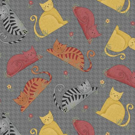 tissu patchwork collection wooly cats de benartex avec des chats 16308-13