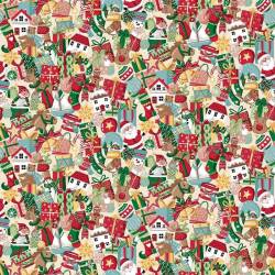 tissu imprimé de petits motifs de noël sur fond crème makower fabrics stocking fillers